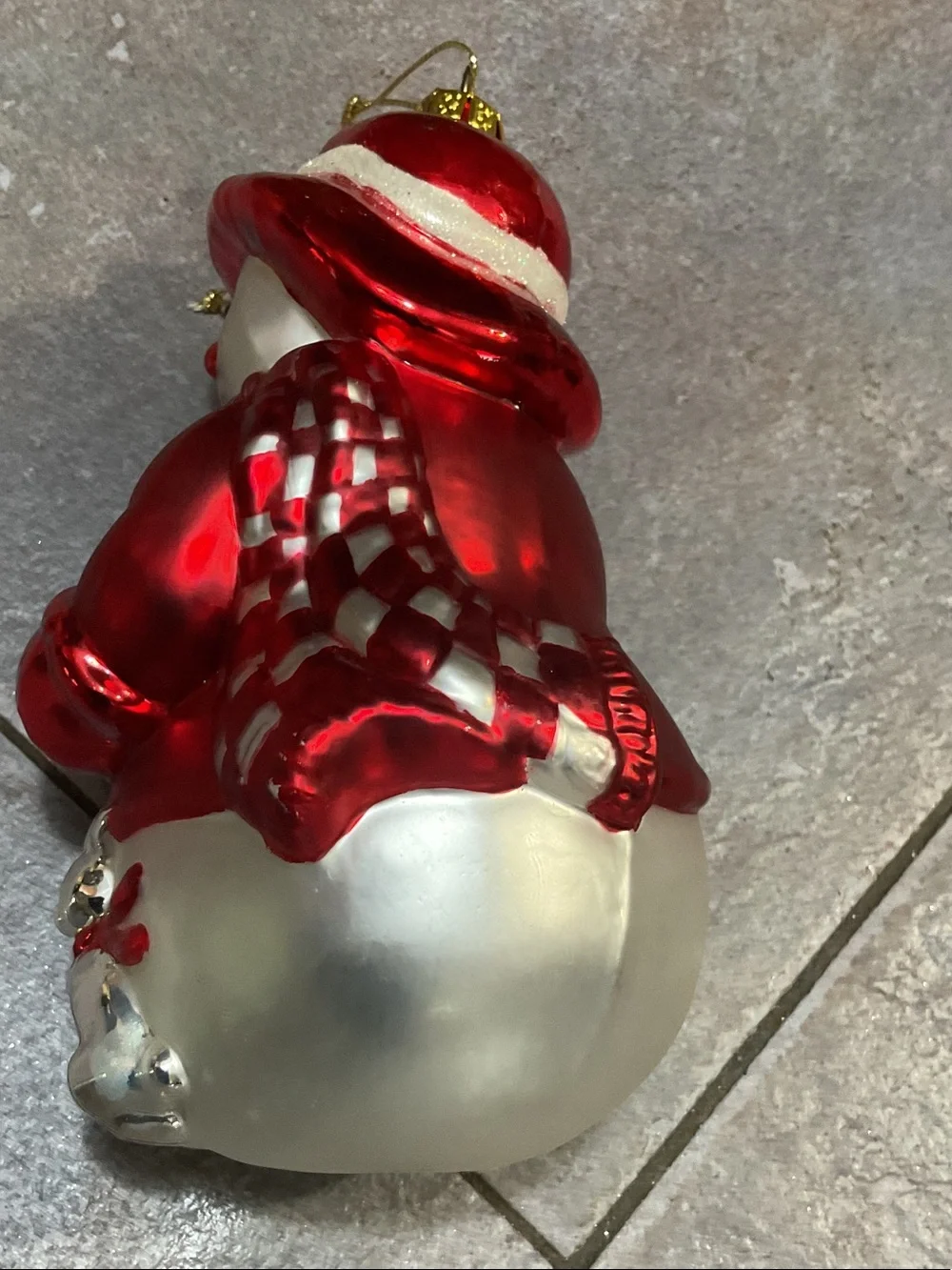 Red Snowman Holiday Ornament - Festive Home Holiday Decoration
